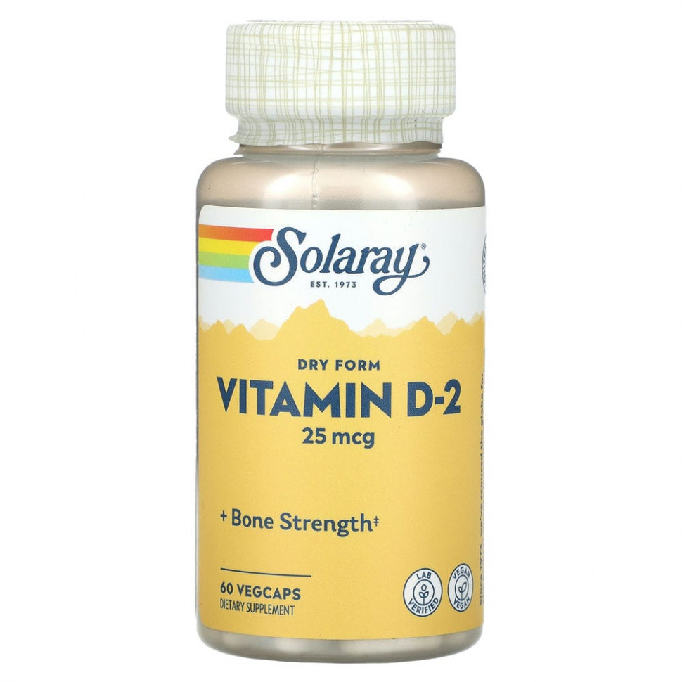 ���� ������ (Iherb) Solaray, ������� D2 � ����� �����, 25 ���, 60 ������������ ������, ������ �� 1110 ���