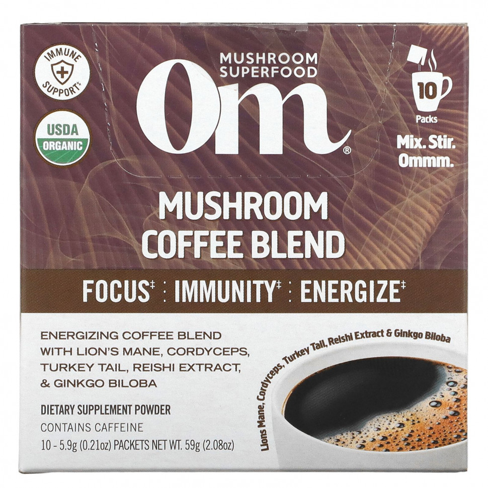 ���� ������ (Iherb) Om Mushrooms, ����� �������� ����, 10 ��������� �� 5,9 � (0,21 �����), ������ �� 4700 ���