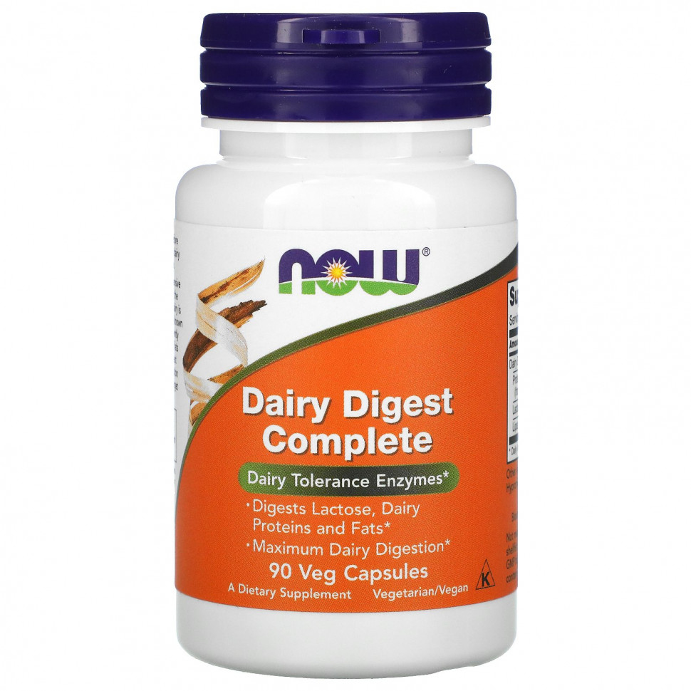 ���� ������ (Iherb) NOW Foods, Dairy Digest Complete, �������� ��� �������� � ����������� �������� ���������, 90 �������������� ������, ������ �� 2320 ���