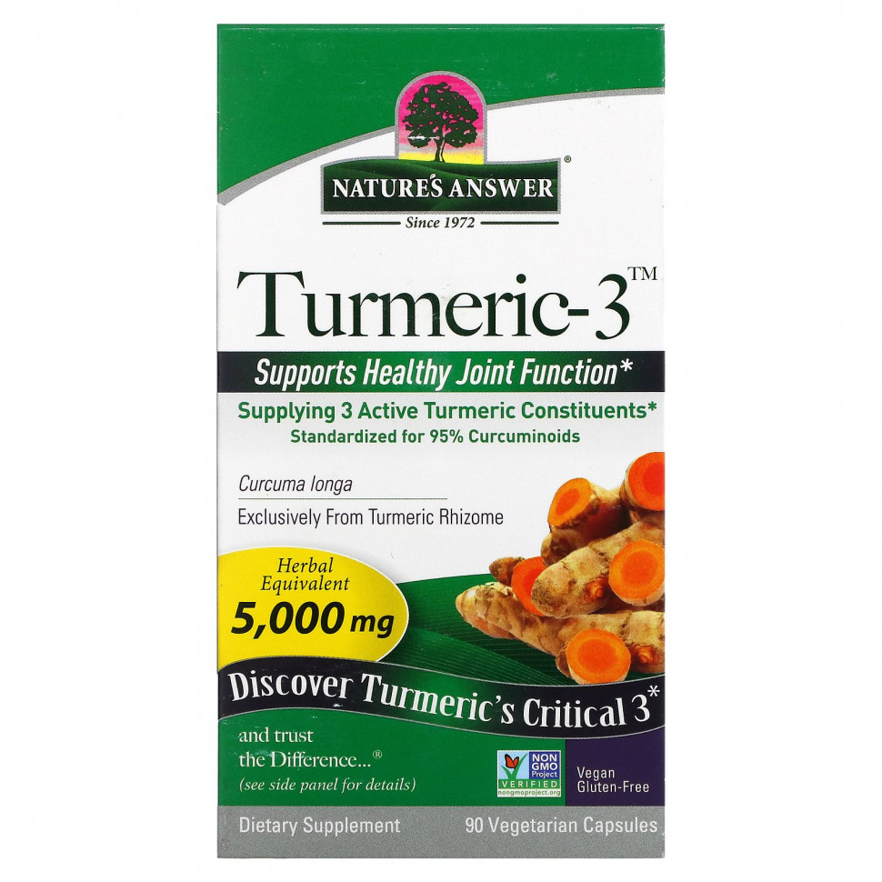   (Iherb) Nature's Answer, Turmeric-3, 5,000 mg, 90 Vegetarian Capsules    -     , -, 