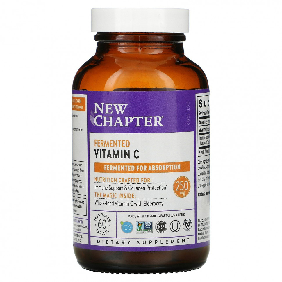   (Iherb) New Chapter, Fermented Vitamin C, 60 Vegan Tablets    -     , -, 