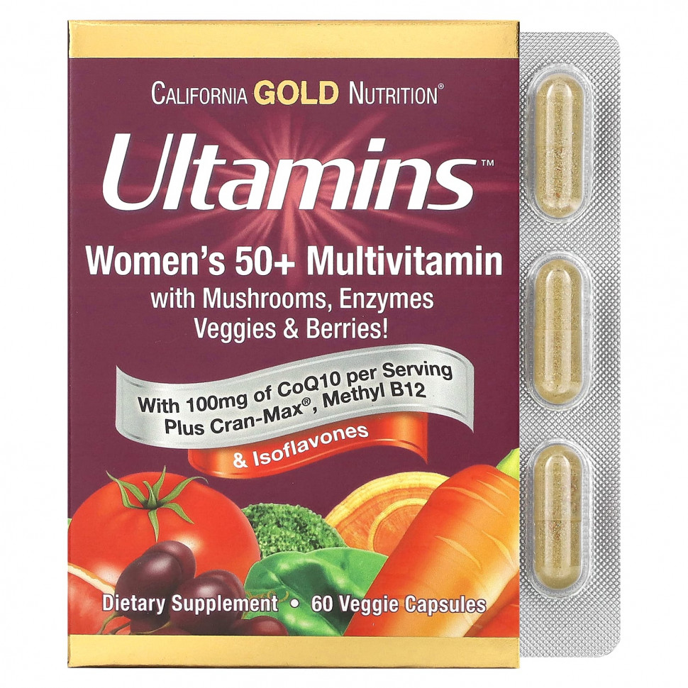���� ������ (Iherb) California Gold Nutrition, Ultamins, �������������� ��� ������ ������ 50 ���, � ��������� Q10, 60 �������������� ������, ������ �� 3470 ���