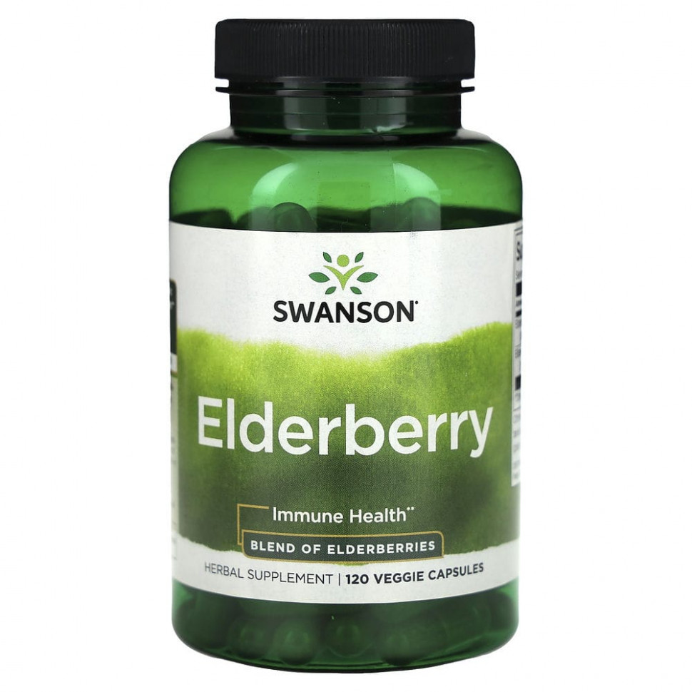 ���� ������ (Iherb) Swanson, Elderberry, ��� ���������� ����������, 120 ������������ ������, ������ �� 2090 ���