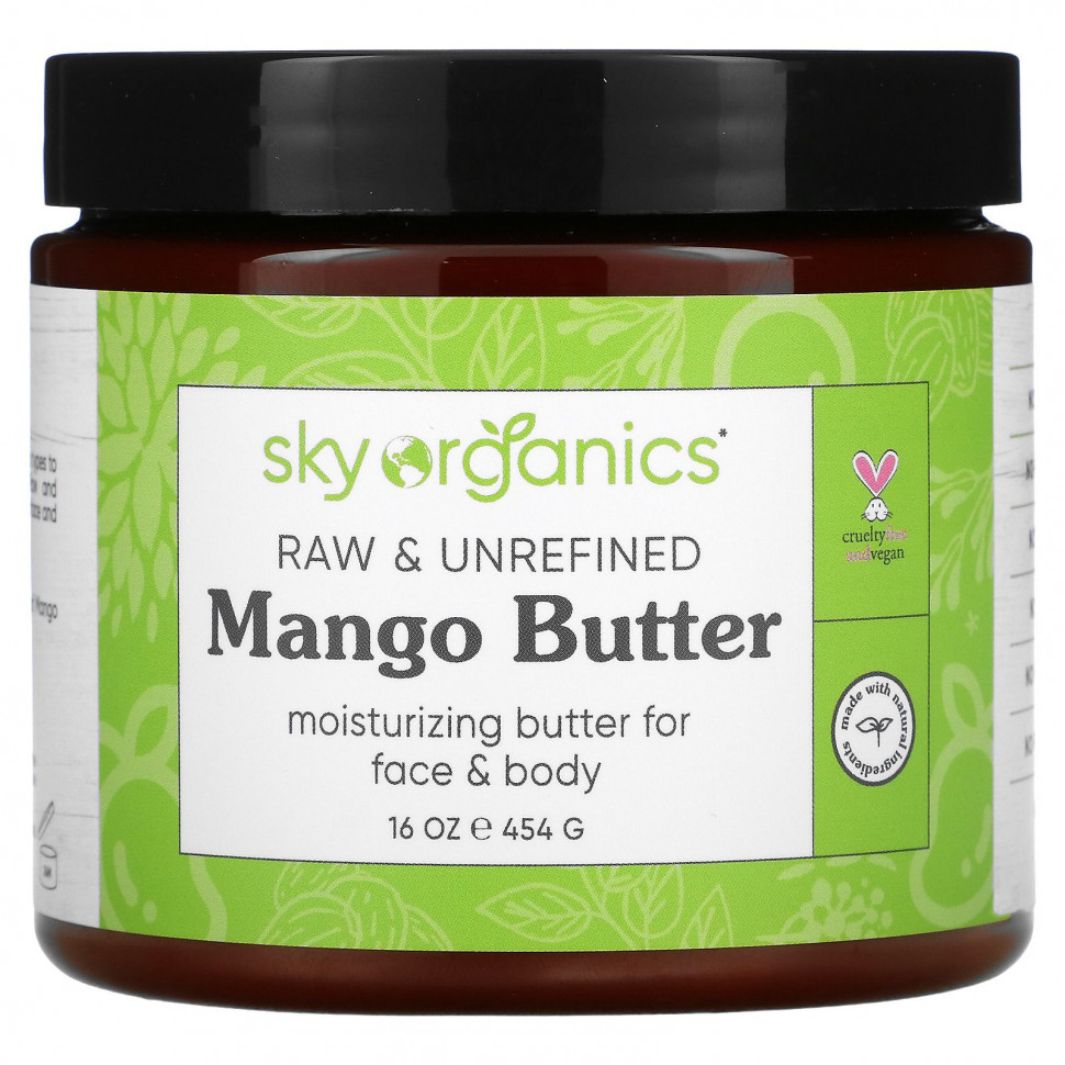   (Iherb) Sky Organics, Organic Unrefined Raw, Mango Butter, 16 fl oz (454 g)    -     , -, 