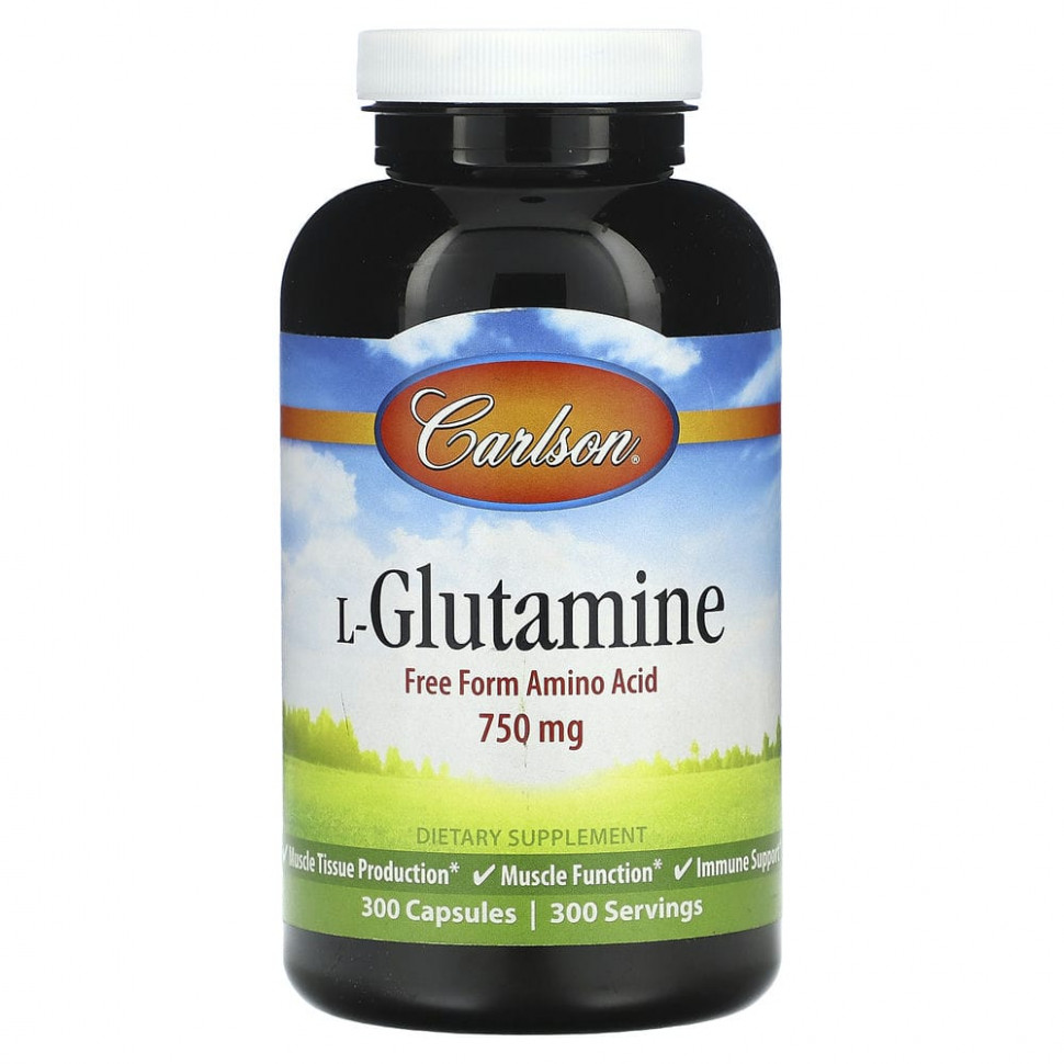   (Iherb) Carlson, L-Glutamine, 750 mg, 300 Capsules    -     , -, 