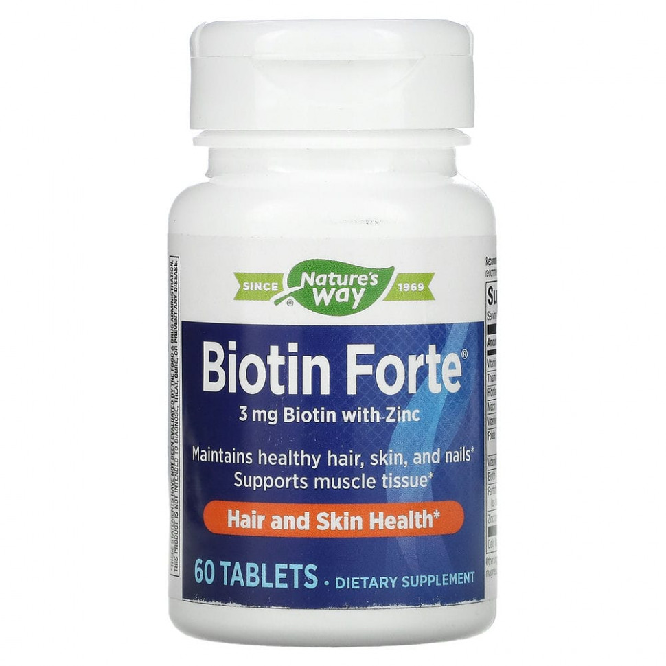   (Iherb) Nature's Way, Biotin Forte,   , 3 , 60     -     , -, 