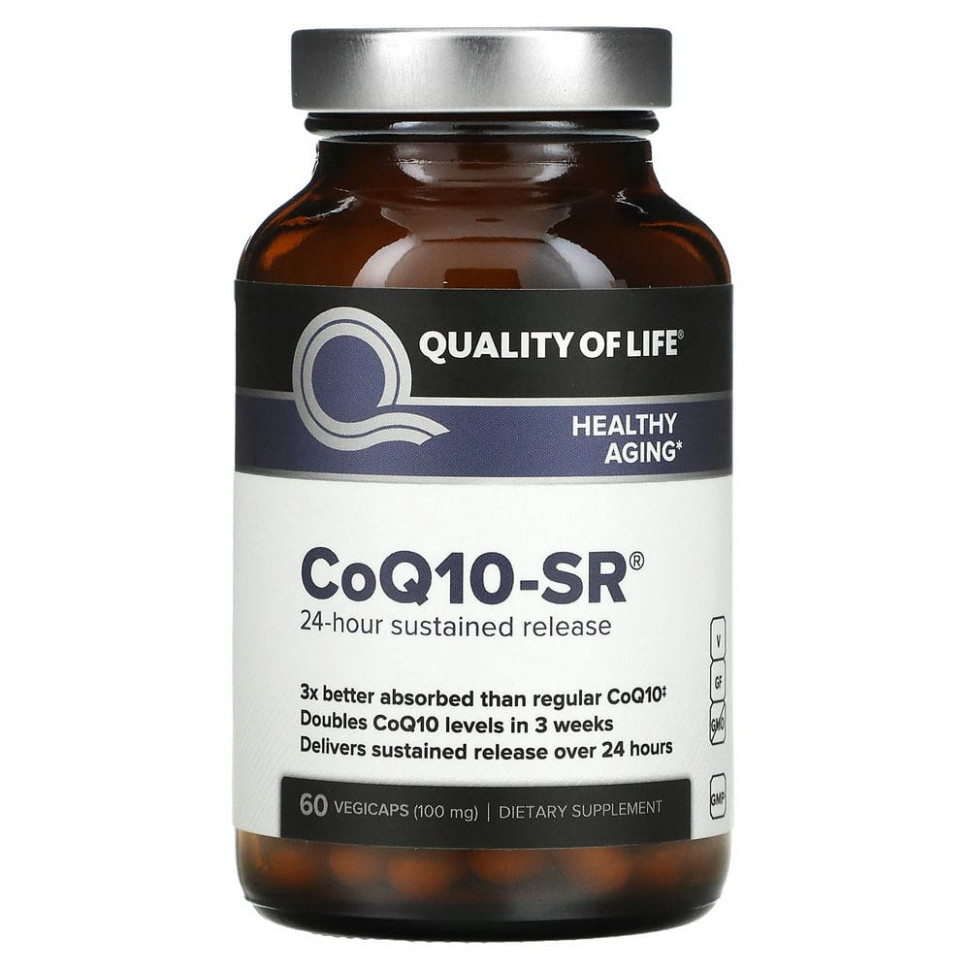 ���� ������ (Iherb) Quality of Life Labs, ������� Q10 � ����������� ��������������, 100 ��, 60 ������ � ������������ ��������, ������ �� 5600 ���