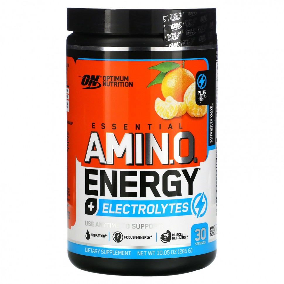   (Iherb) Optimum Nutrition, Essential Amino Energy + Electrolytes, Tangerine Wave, 10.05 oz (285 g)    -     , -, 