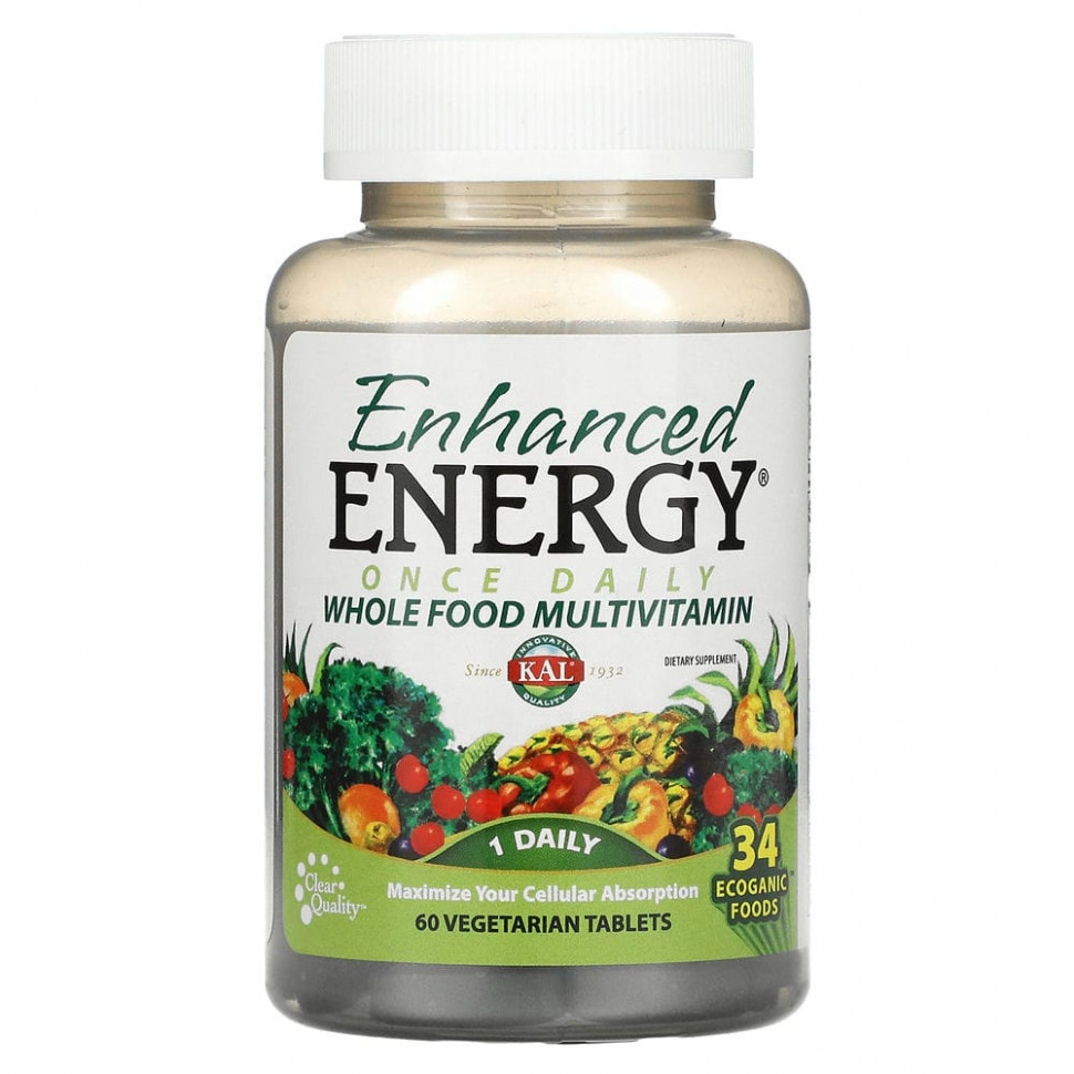 ���� ������ (Iherb) KAL, Enhanced Energy, �������������� �� ������� ��������� � ���������� 1 ��� � ����, 60 ������������ ��������, ������ �� 3370 ���