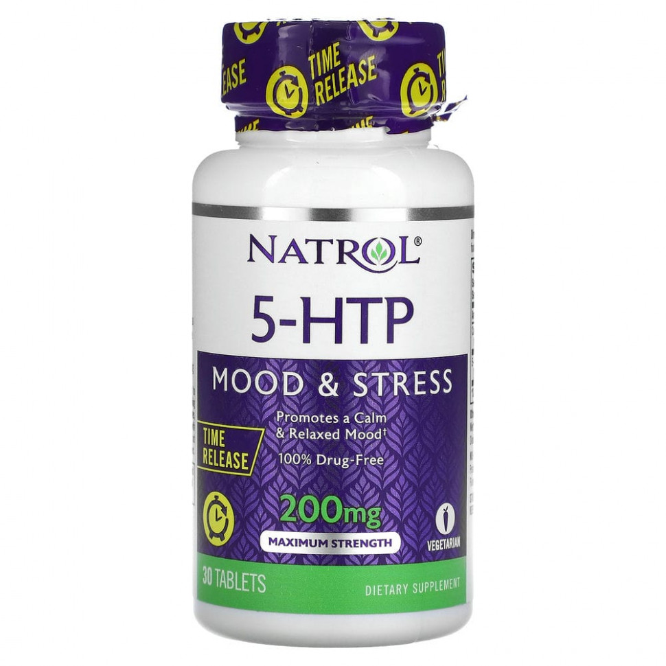 ���� ������ (Iherb) Natrol, 5-HTP, ��������� �������������, ������������ ����, 200 ��, 30 ��������, ������ �� 4290 ���