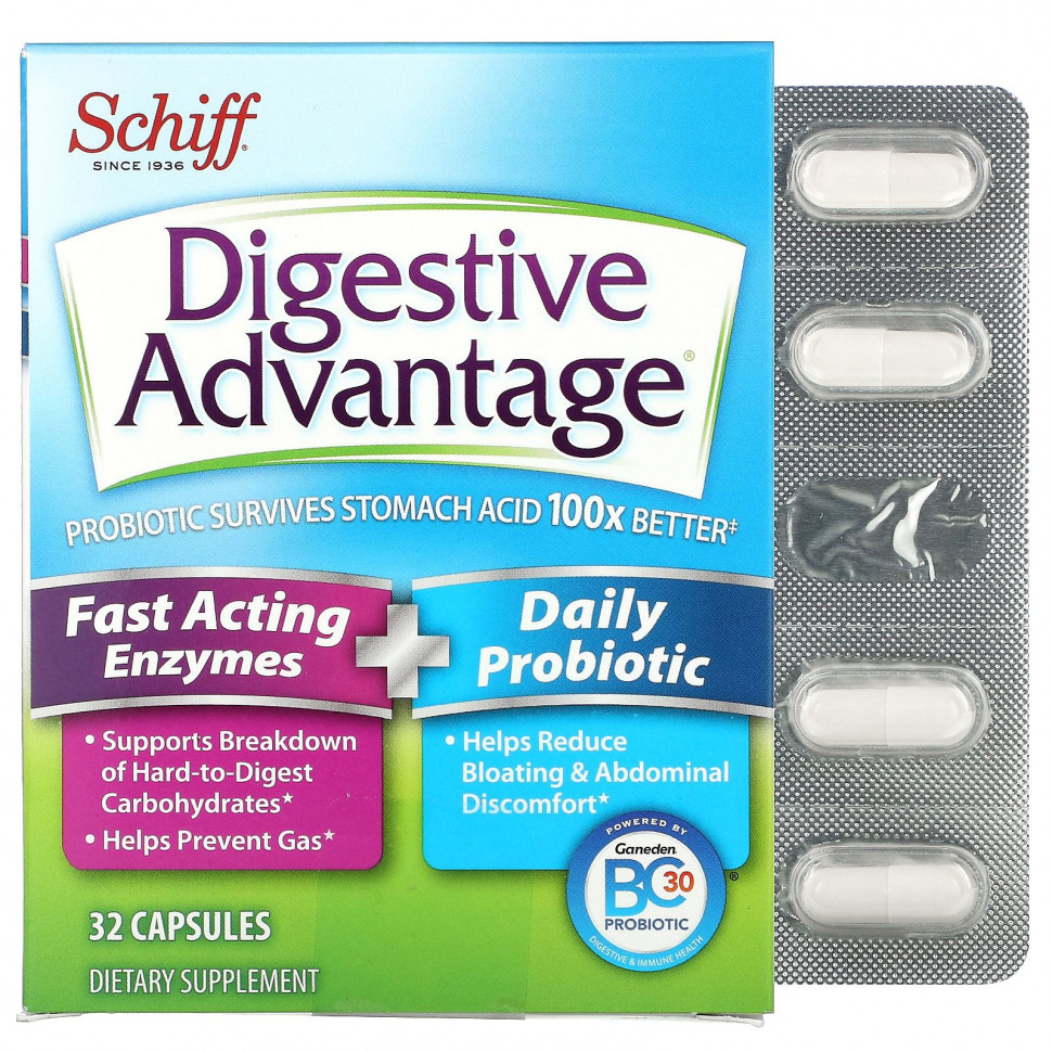 ���� ������ (Iherb) Schiff, Digestive Advantage, ����������������� �������� + ��������� ��� ����������� ����������, 32 �������, ������ �� 4520 ���