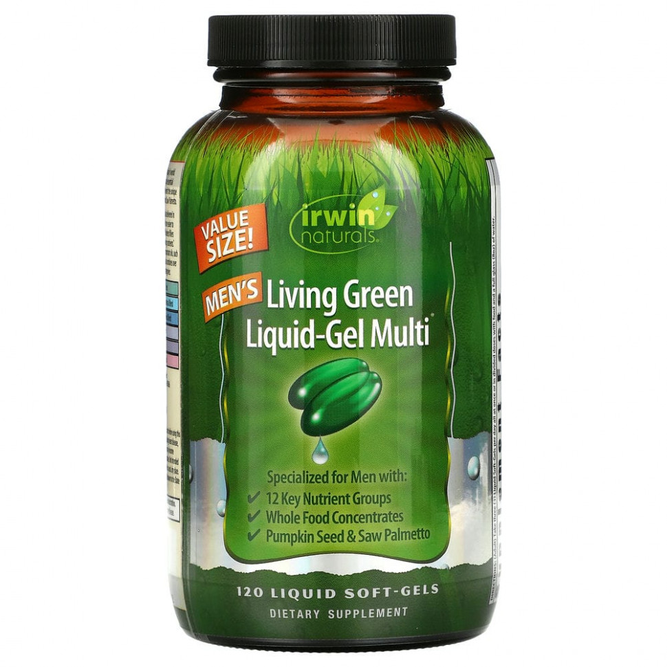   (Iherb) Irwin Naturals, Men's Living Green Liquid-Gel Multi, 120       -     , -, 