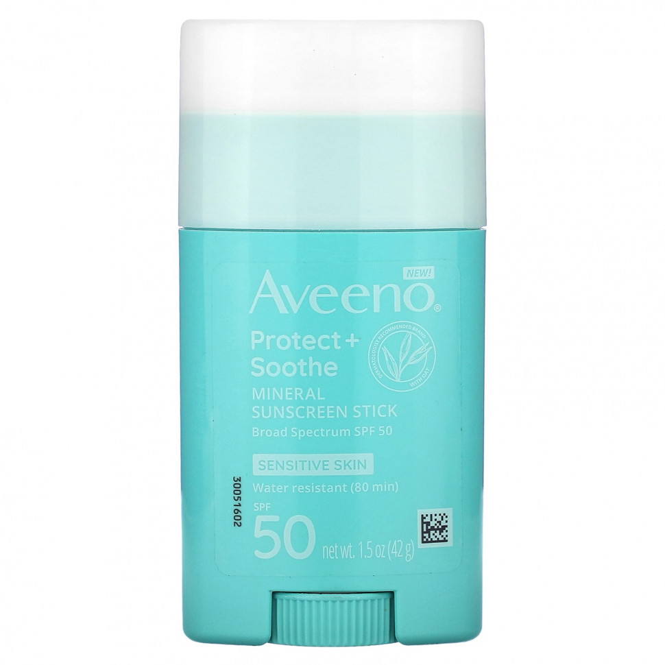 ���� ������ (Iherb) Aveeno, ����������� �������������� ���� Protect + Soothe, SPF 50, ��� �������, 42 � (1,5 �����), ������ �� 3010 ���