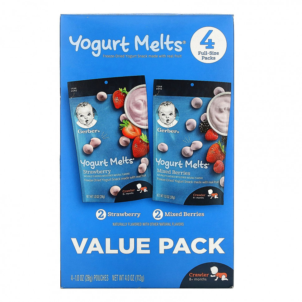 ���� ������ (Iherb) Gerber, Yogurt Melts, ���� ��� ������� �� 8 �������, � ��������� � �������, 4 �������� �� 28 � (1 �����), ������ �� 4590 ���