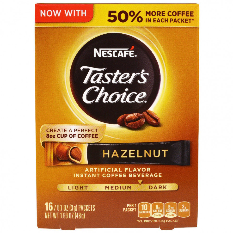 ���� ������ (Iherb) Nescaf?, Taster's Choice, ����������� �������� �������, ������, ������� / ������ �������, 16 ��������� �� 3 � (0,1 �����), ������ �� 1080 ���