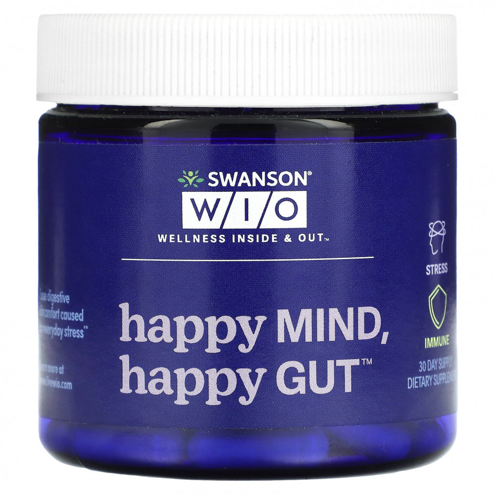   (Iherb) Swanson WIO, Happy Mind, Happy Gut, 30      -     , -, 