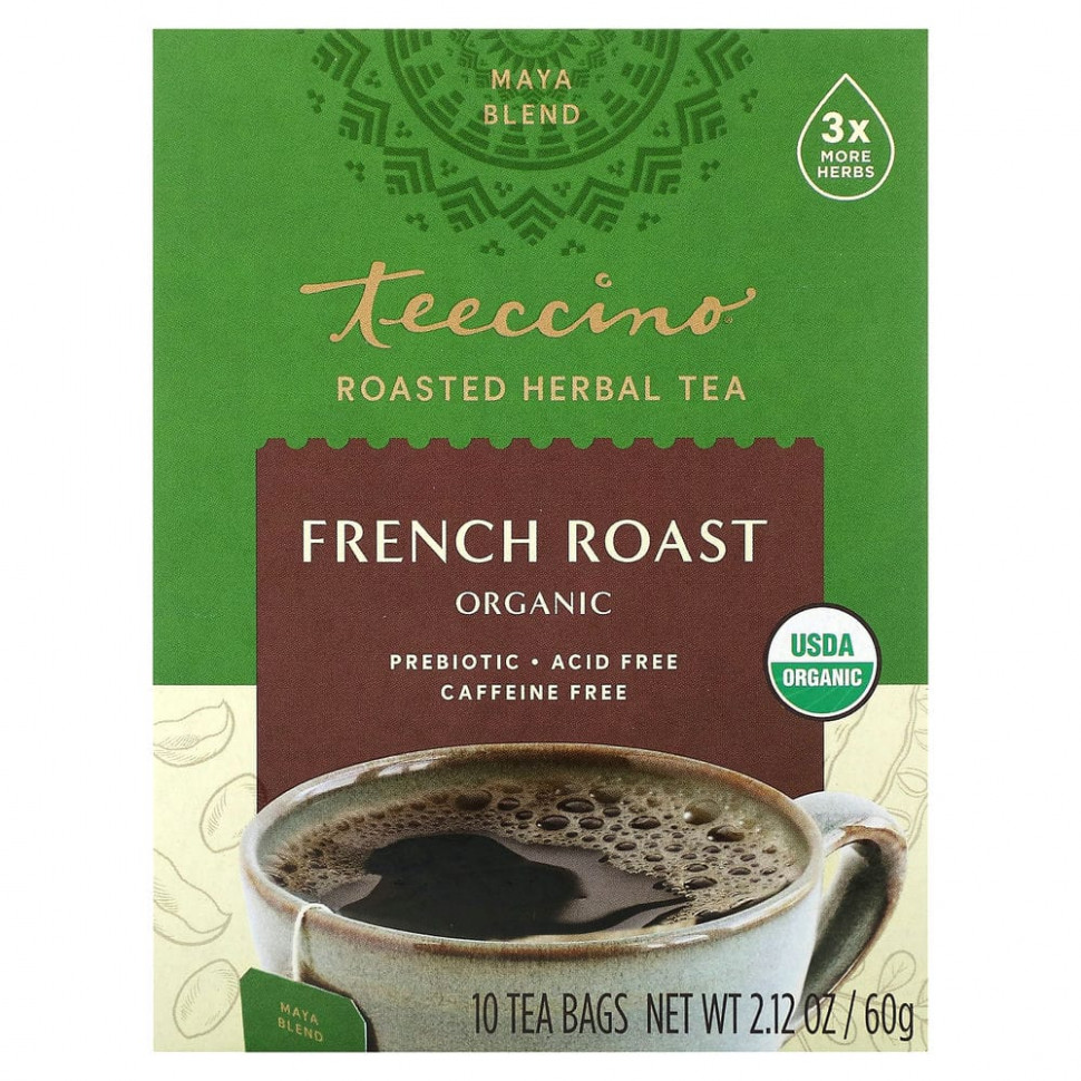 ���� ������ (Iherb) Teeccino, ������������ ���������� �������� ���, ����������� �������, ��� �������, 10 ������ ���������, 60 � (2,12 �����), ������ �� 1130 ���