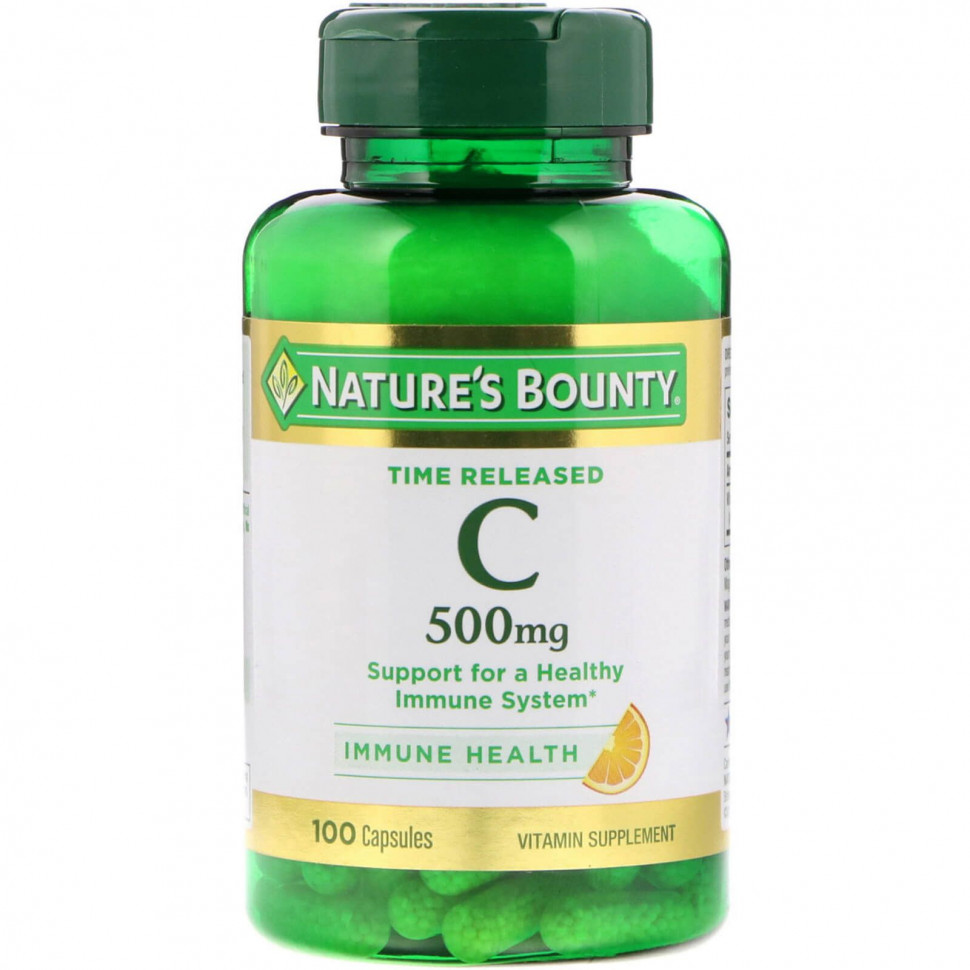   (Iherb) Nature's Bounty, Time Released C, 500 mg, 100 Capsules    -     , -, 