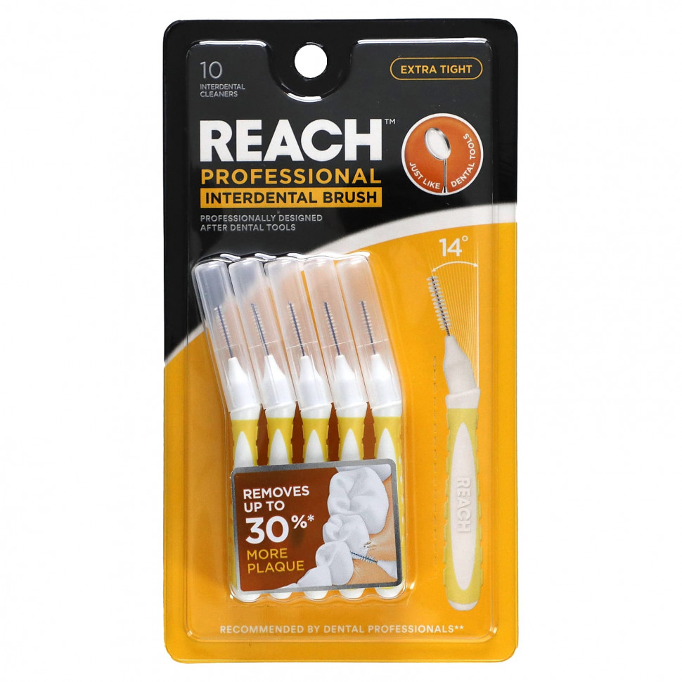   (Iherb) Reach, Professional Interdental Brush, Extra Tight, 10 Interdental Cleaners    -     , -, 