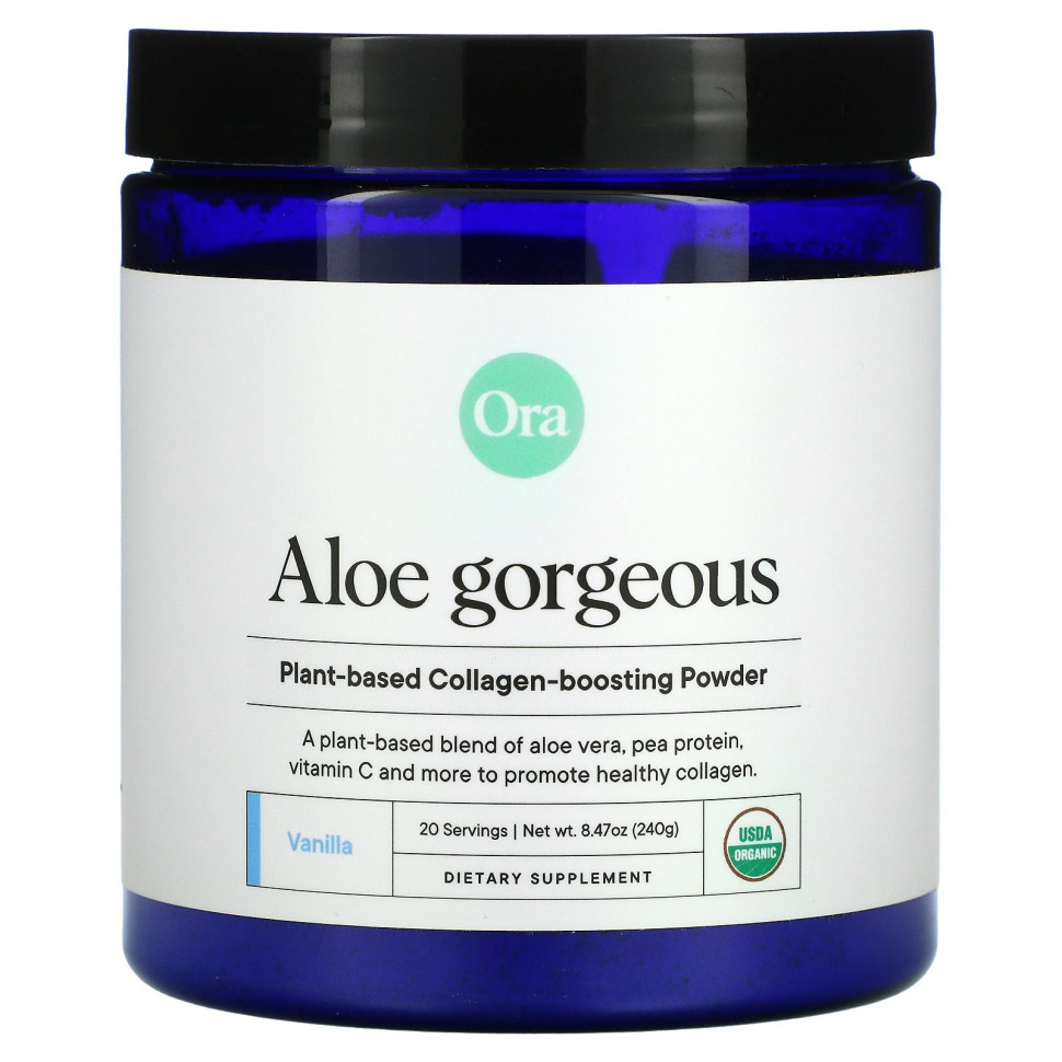   (Iherb) Ora, Aloe Gorgeous, Vegan Collagen-Boosting Powder Supplement, Vanilla Flavor, 8.47 oz (240 g)    -     , -, 