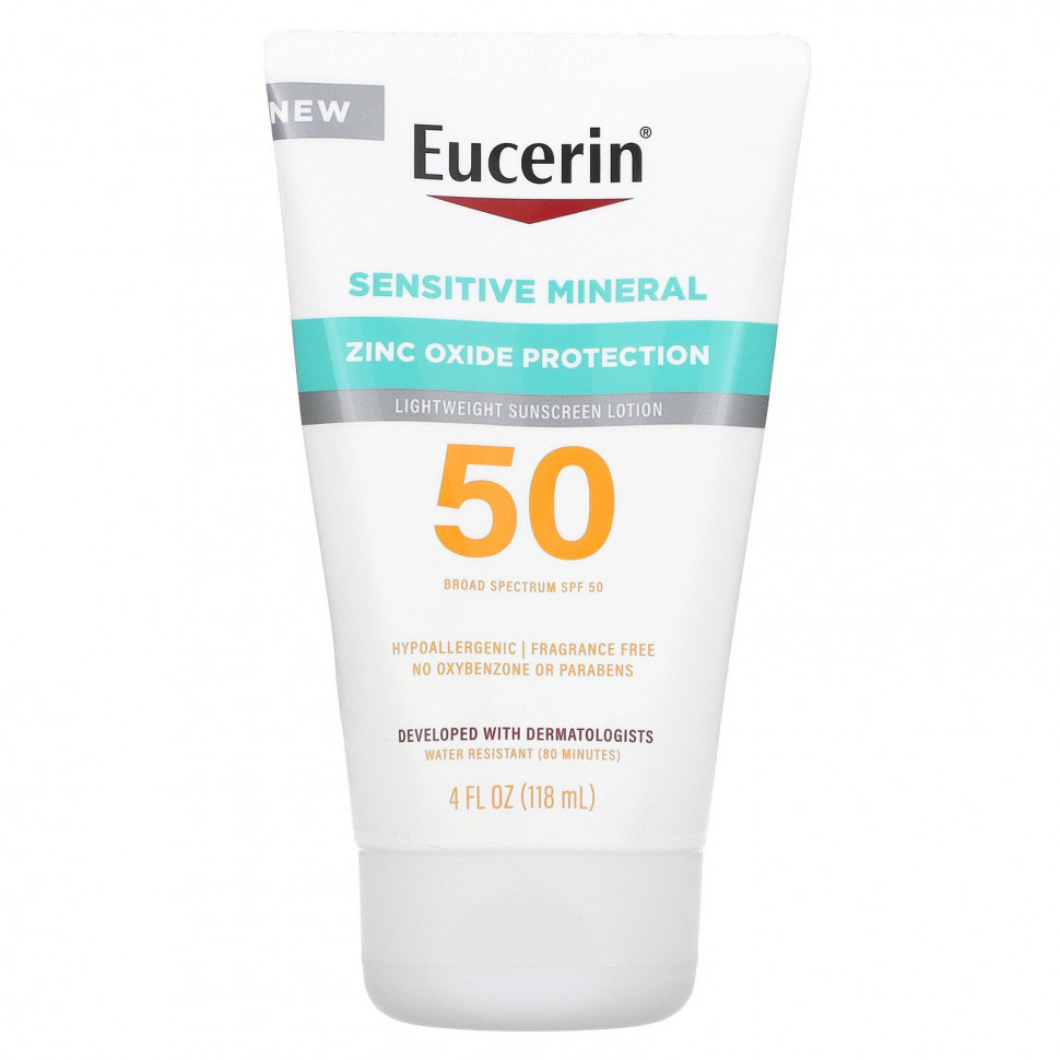 ���� ������ (Iherb) Eucerin, Sensitive Mineral, ������ �������������� ������, SPF 50, ��� �������, 118 �� (4 ����. �����), ������ �� 3270 ���