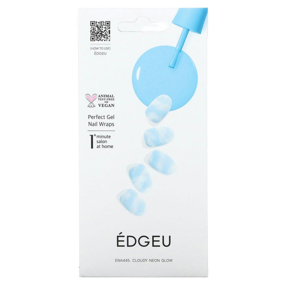   (Iherb) Edgeu, Perfect Gel Nail Wraps, ENA445, Cloudy Neon Glow,   16     -     , -, 