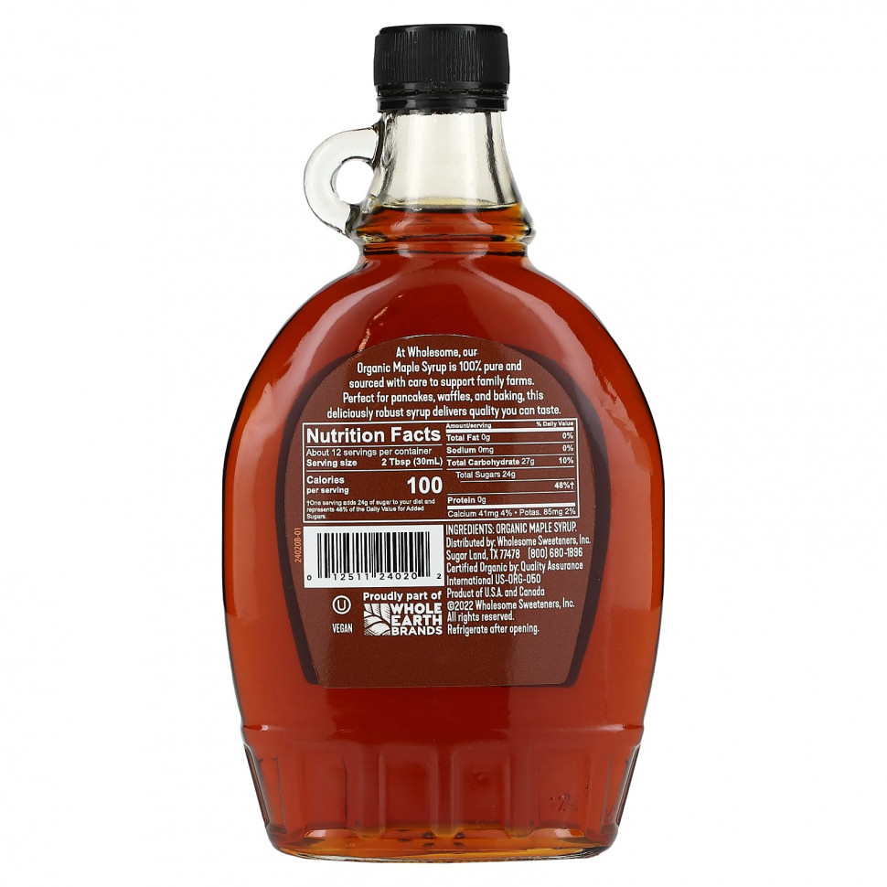   (Iherb) Wholesome Sweeteners, Organic Maple Syrup, Dark, 12 fl oz (355 ml)    -     , -, 