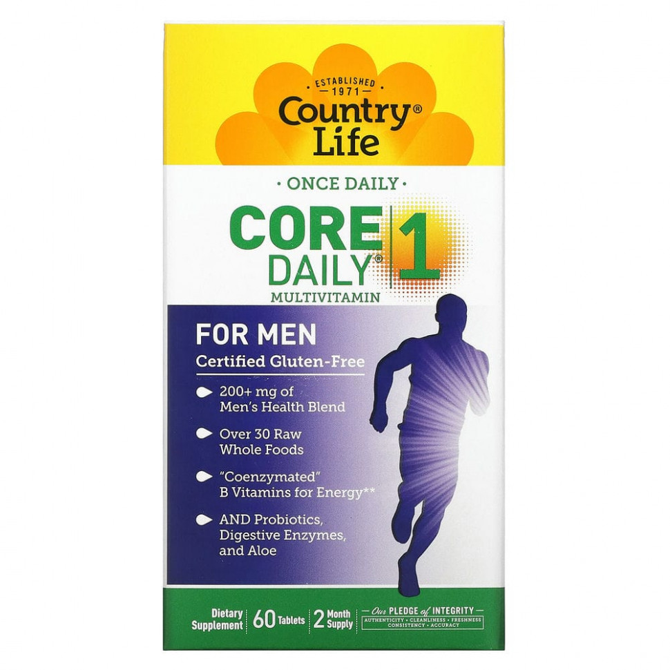 ���� ������ (Iherb) Country Life, �������������� Core Daily-1, ��� ������, 60 ��������, ������ �� 3910 ���