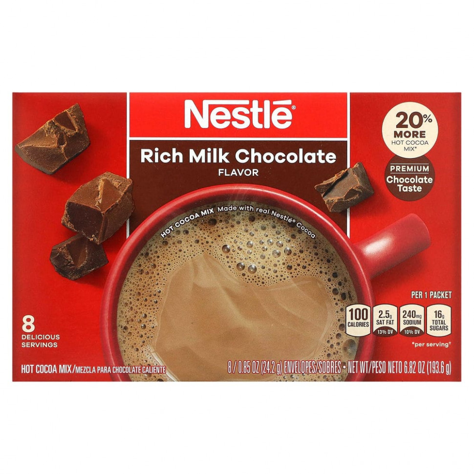 ���� ������ (Iherb) Nestle Hot Cocoa Mix, Hot Cocoa Mix, ���������� �������� �������, 8 ���������, 24,2 � (0,85 �����), ������ �� 660 ���