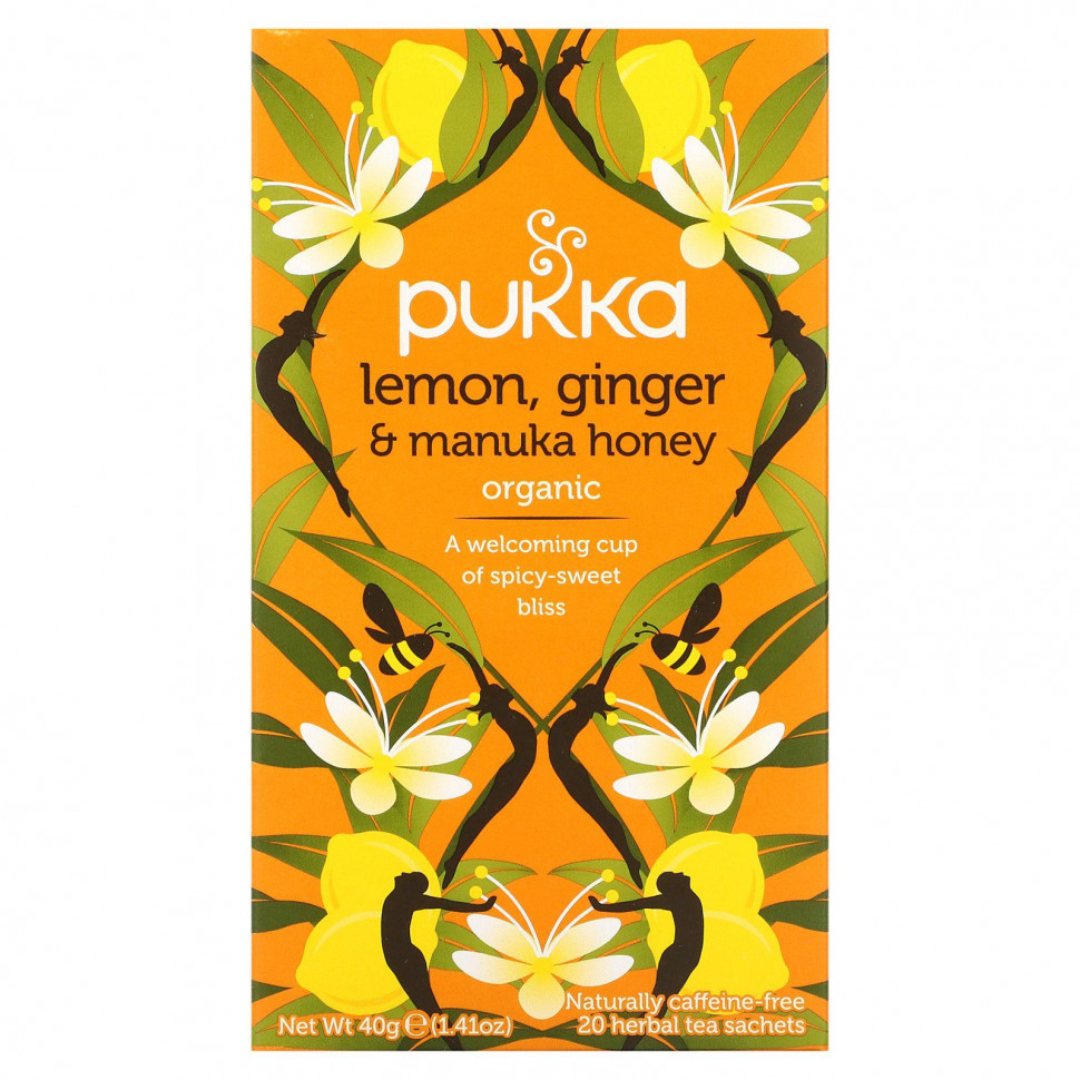   (Iherb) Pukka Herbs, Lemon Ginger & Munka Honey Tea, 20 Herbal Tea Sachets, 0.07 oz (2 g) Each    -     , -, 