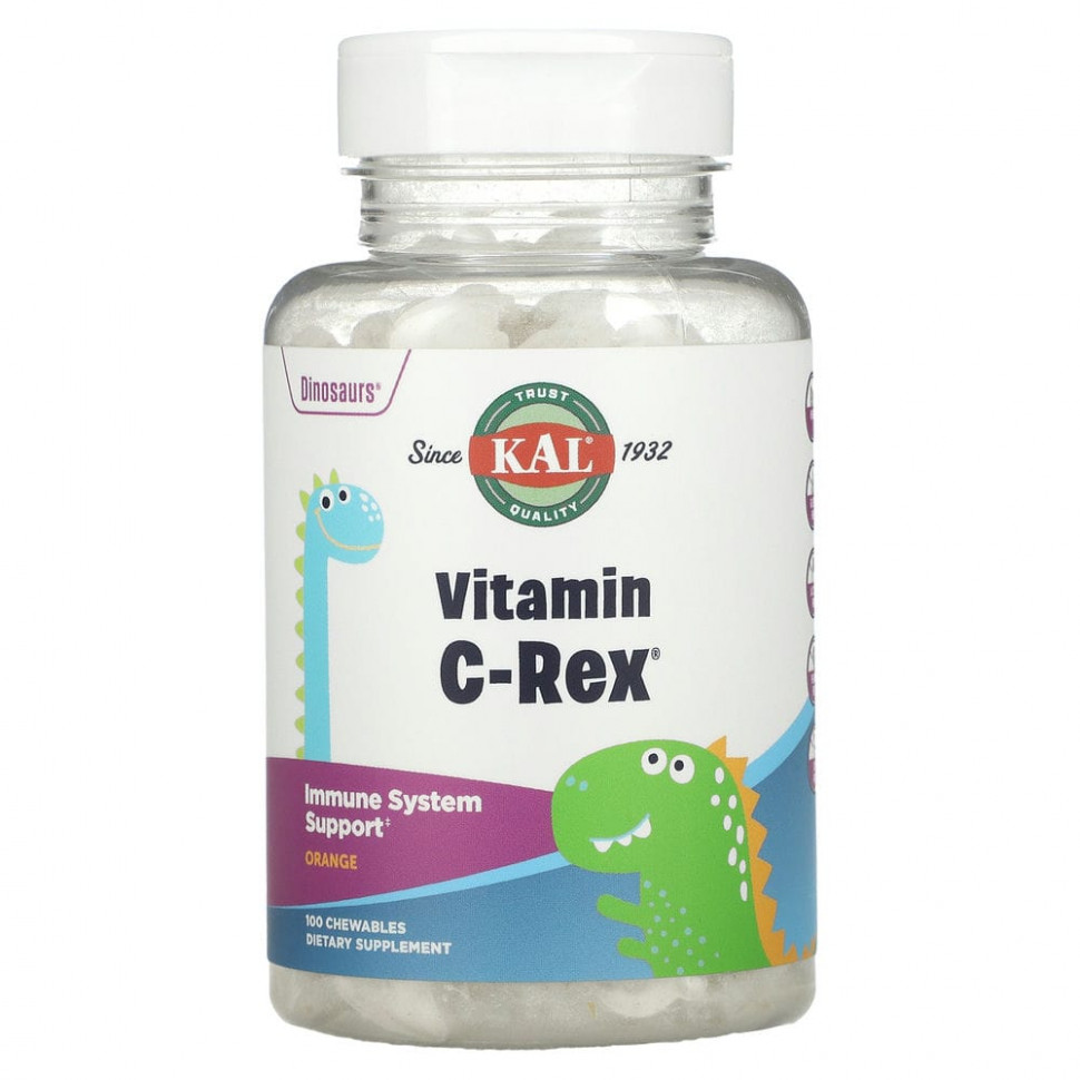 ���� ������ (Iherb) KAL, Dinosaurs,Vitamin C-Rex, ������� �, �� ������ ���������, 100 ����������� ��������, ������ �� 1370 ���
