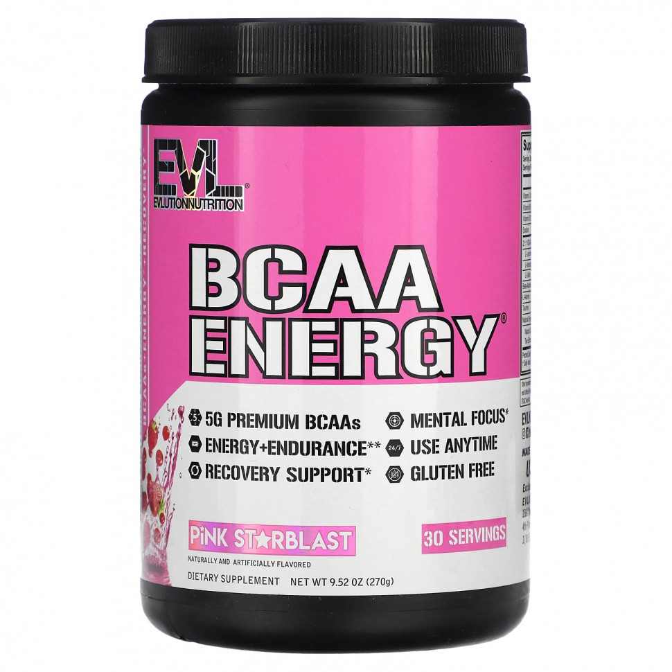 ���� ������ (Iherb) EVLution Nutrition, BCAA ENERGY, Pink Starblast, 270 � (9,52 �����), ������ �� 3800 ���