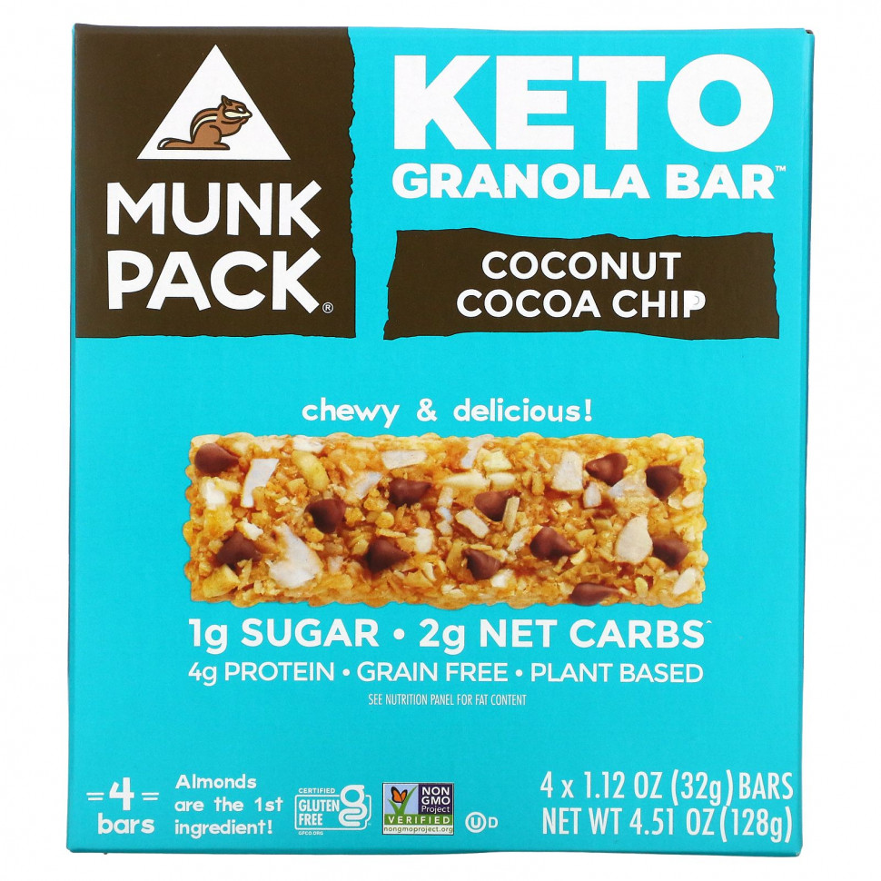 ���� ������ (Iherb) Munk Pack, Keto Granola, ��������� � �����-������, 4 ���������, 32 � (1,12 �����), ������ �� 1720 ���
