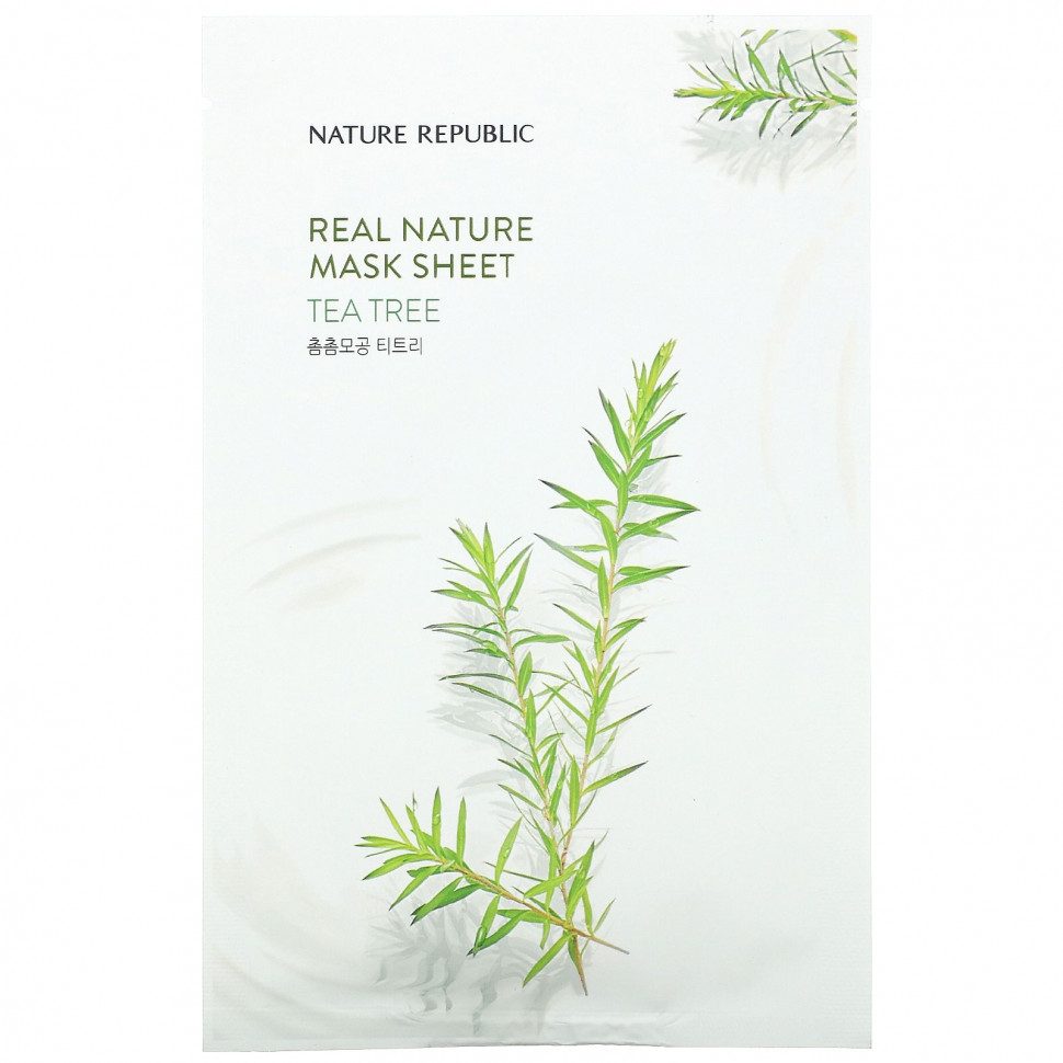 ���� ������ (Iherb) Nature Republic, Real Nature Beauty Mask Sheet, Tea Tree, 1 ��., 23 �� (0,77 ����. �����), ������ �� 390 ���