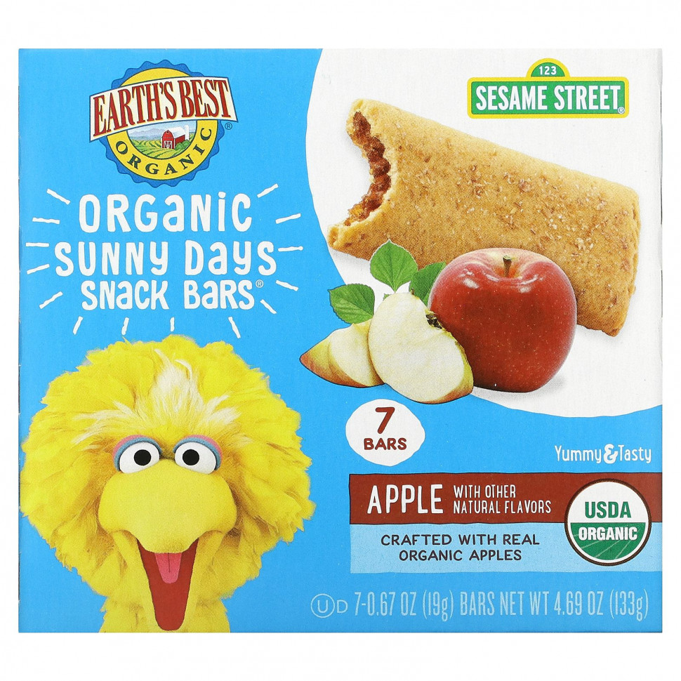 ���� ������ (Iherb) Earth's Best, Sunny Days Snack Bars, ��������� ��� �������� � �������, 7 ���������� �� 19 � (0,67 �����), ������ �� 1500 ���