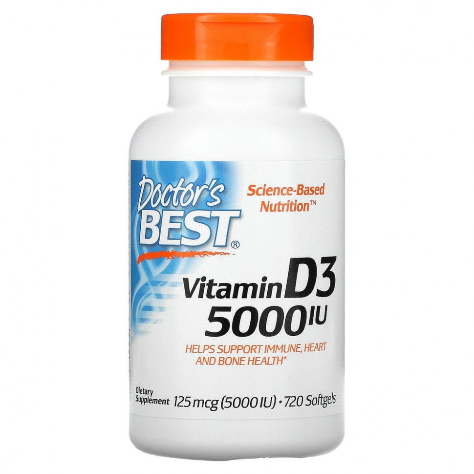 ���� ������ (Iherb) Doctor's Best, ������� D3, 125 ��� (5000 ��), 720 ������ ����������� ������, ������ �� 4110 ���
