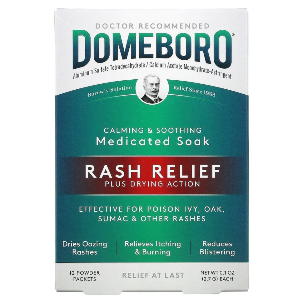   (Iherb) Domeboro, Medicated Soak, Rash Relief, 12 Powder Packets    -     , -, 