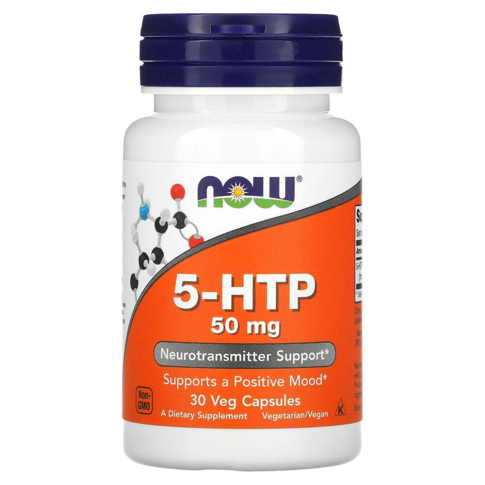 ���� ������ (Iherb) NOW Foods, 5-����������������� (5-HTP), 50 ��, 30 ������������ ������, ������ �� 800 ���