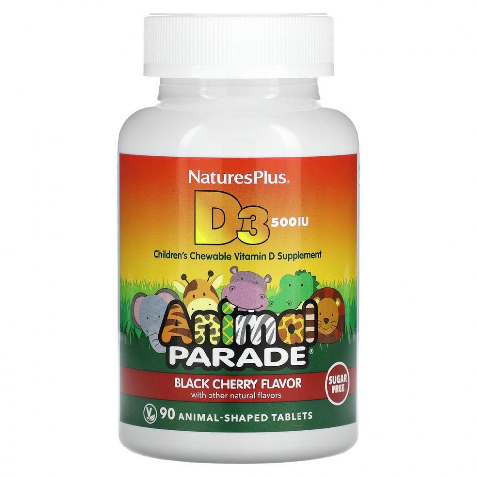 ���� ������ (Iherb) NaturesPlus, Source of Life, Animal Parade, ������� D3, ��� ������, � ����������� ������ �������, 12,5 ��� (500 ��), 90 �������� � ����� ��������, ������ �� 1990 ���