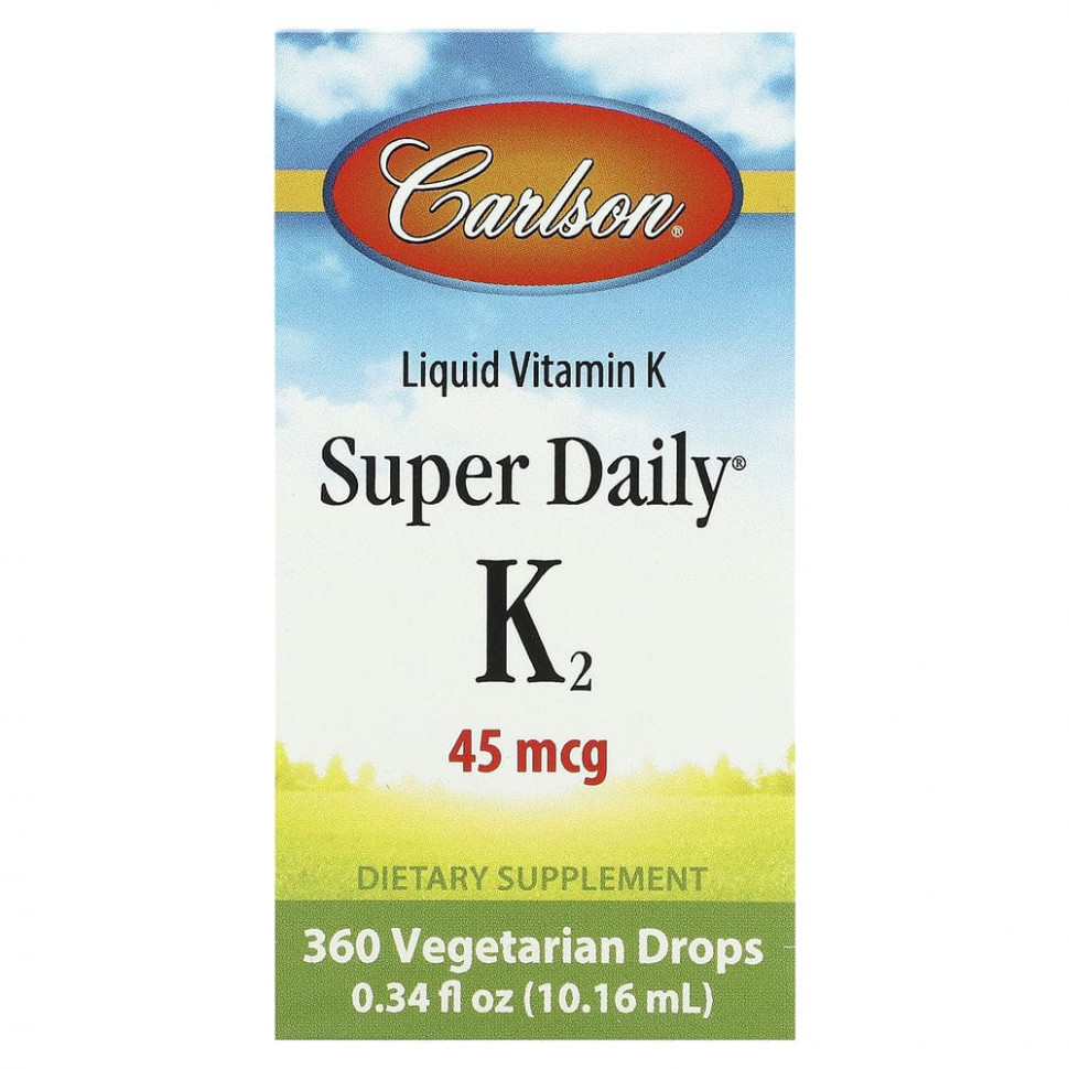   (Iherb) Carlson, Liquid Vitamin K, Super Daily K2, 0.34 fl oz (10.16 ml)    -     , -, 