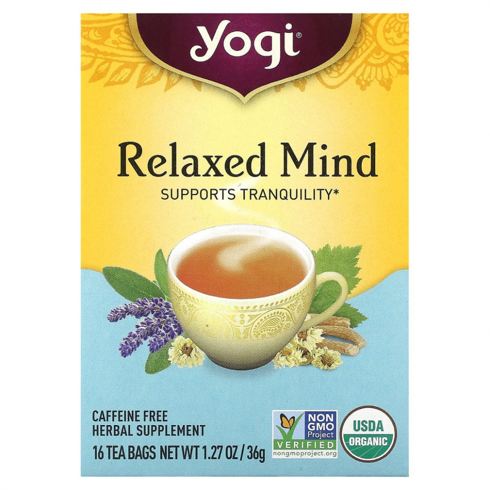 ���� ������ (Iherb) Yogi Tea, Relaxed Mind, ��� ��� �������, 16 ������ ���������, 32 � (1,12 �����), ������ �� 930 ���