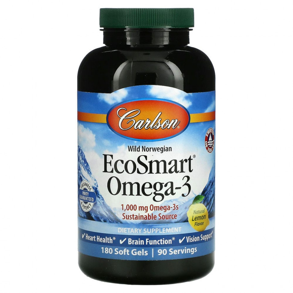 ���� ������ (Iherb) Carlson Labs, EcoSmart Omega-3, ����������� ������������ �������, 500 ��, 180 ������ ��������, ������ �� 6870 ���