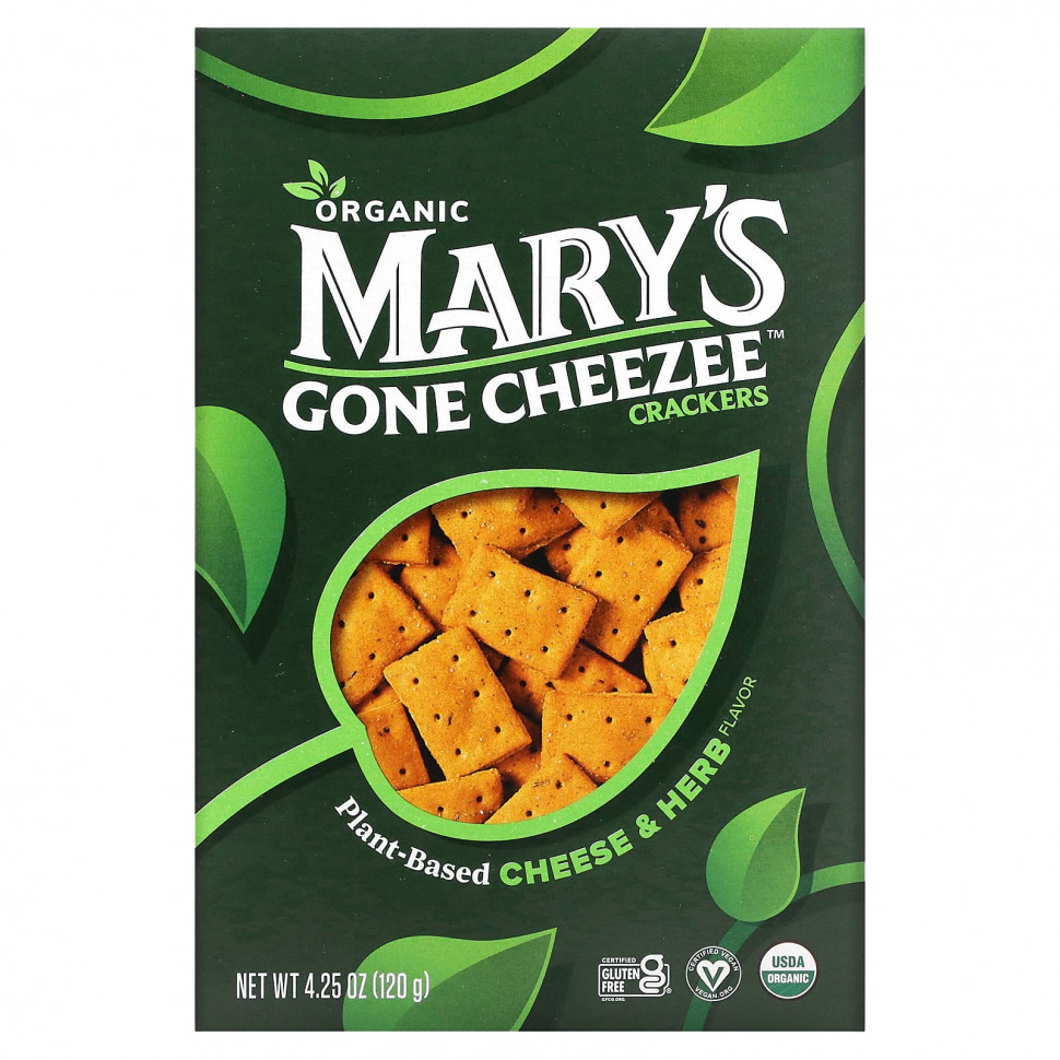   (Iherb) Mary's Gone Crackers, Mary's Gone Cheezee Plant-Based Cheese & Herb, 4.25 oz (120 g)    -     , -, 