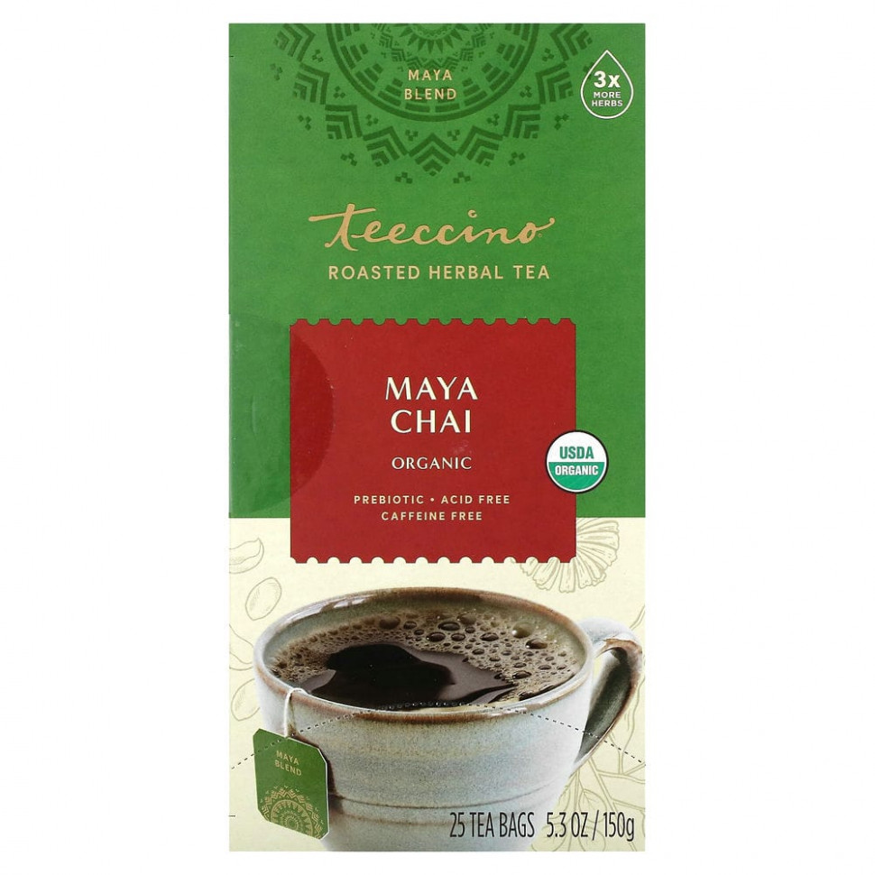 ���� ������ (Iherb) Teeccino, ������������ ������� �������� ���, Maya Chai, ��� �������, 25 ������ ���������, 150 � (5,3 �����), ������ �� 2440 ���