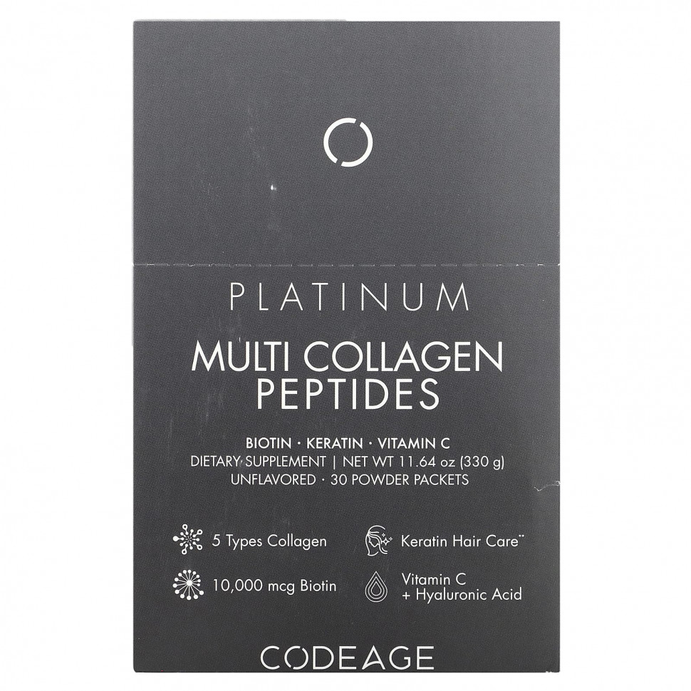 ���� ������ (Iherb) Codeage, Platinum Multi Collagen Peptides, ��� �������, 30 ��������� �� 11 � (0,38 �����), ������ �� 9570 ���
