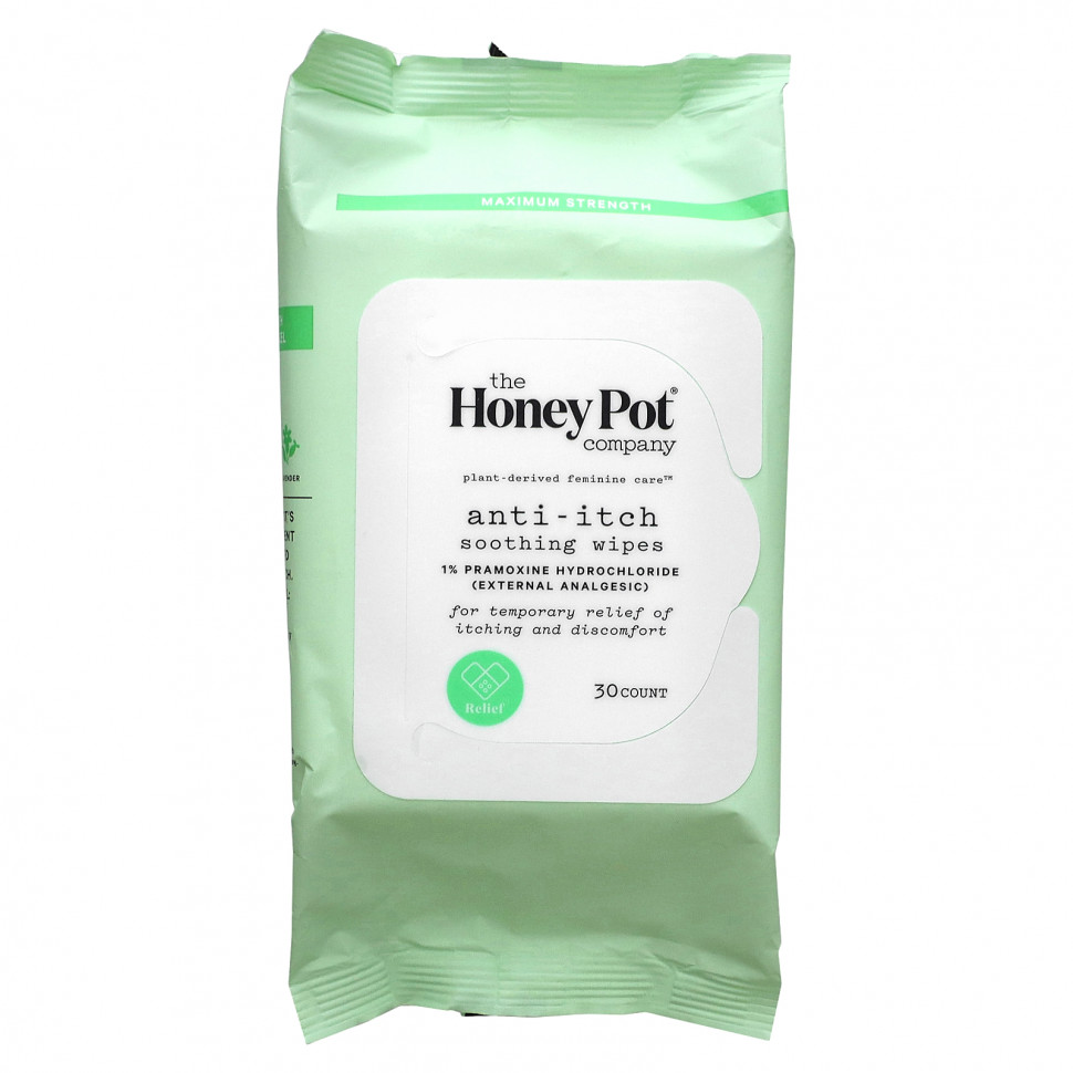   (Iherb) The Honey Pot Company, Anti-Itch Soothing Wipes , 30 Count    -     , -, 