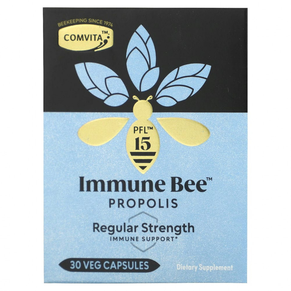   (Iherb) Comvita, Immune Bee Propolis, Regular Strength Immune Support, PFL15, 30 Veg Capsules    -     , -, 