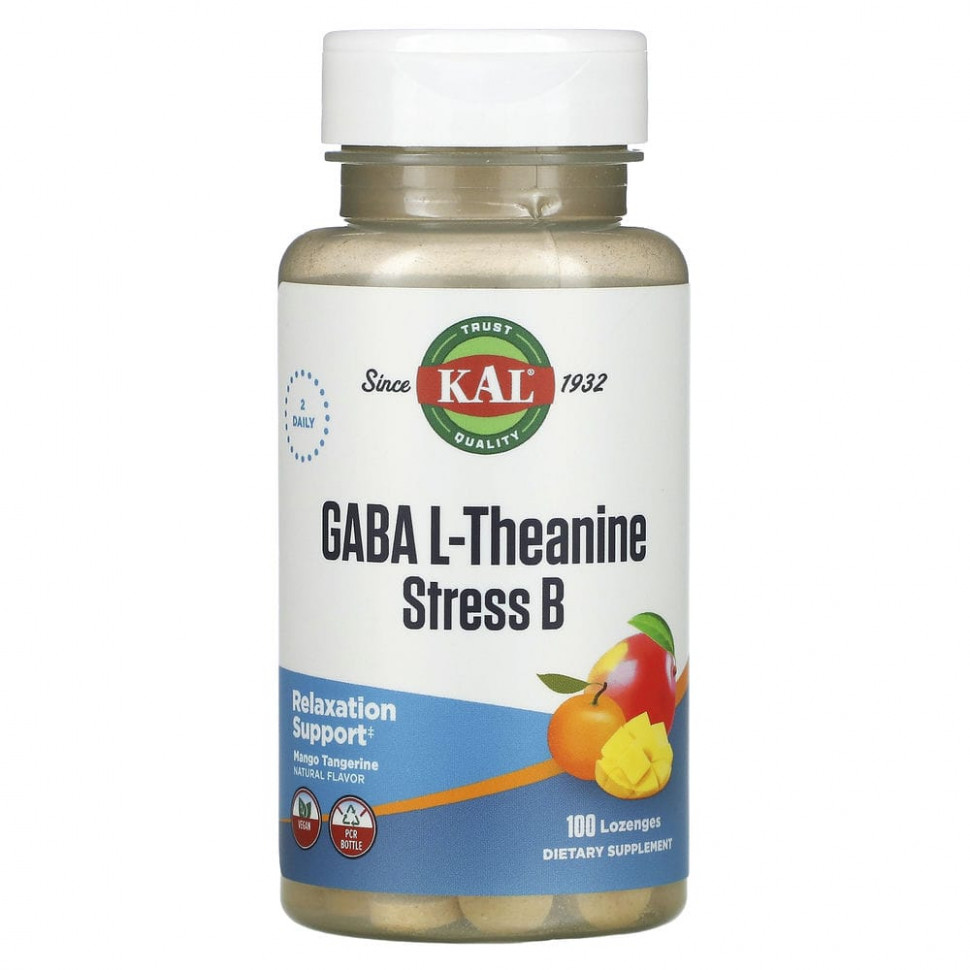 ���� ������ (Iherb) KAL, ����, L-������, �������� Stress B, ����������� ������ ����� � ���������, 100 ��������, ������ �� 1840 ���