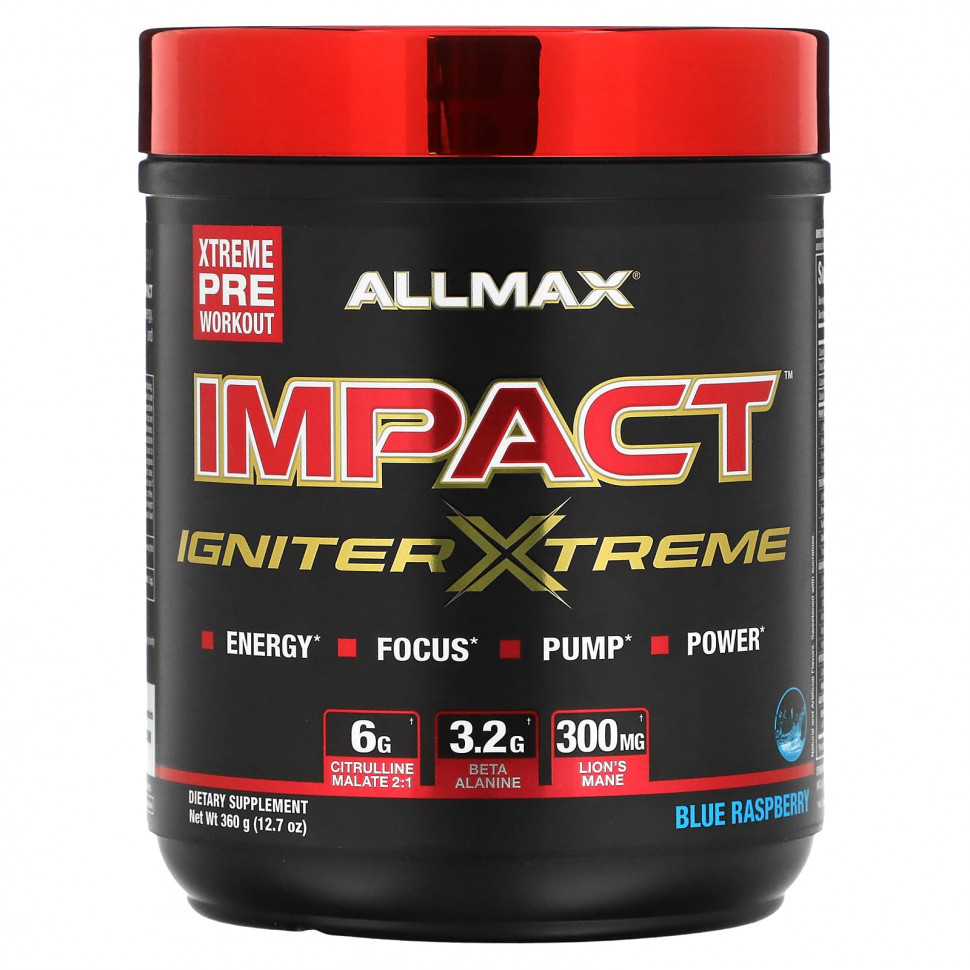 ���� ������ (Iherb) ALLMAX, IMPACT Igniter Xtreme, Pre-Workout, Blue Raspberry, 12.7 oz (360 g), ������ �� 6370 ���
