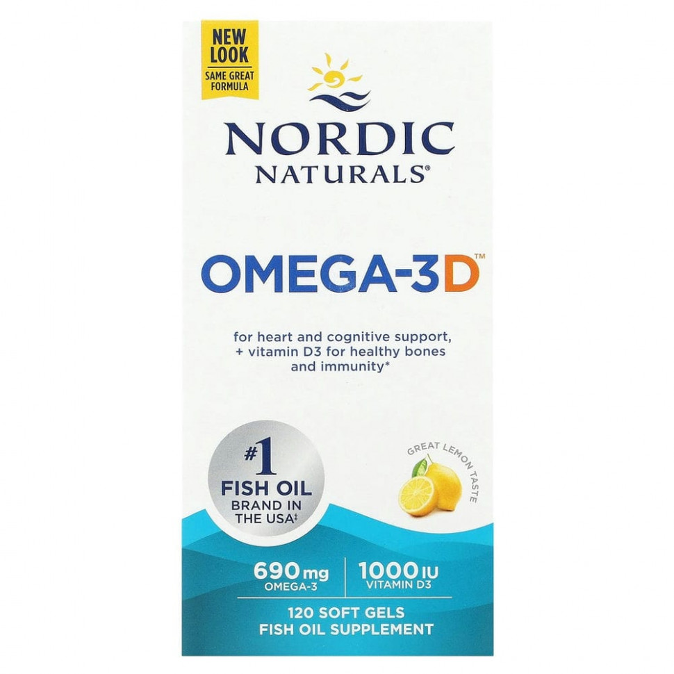 ���� ������ (Iherb) Nordic Naturals, Omega-3D, �� ������ ������, 1000 ��, 120 ������ ����������� ������, ������ �� 5090 ���
